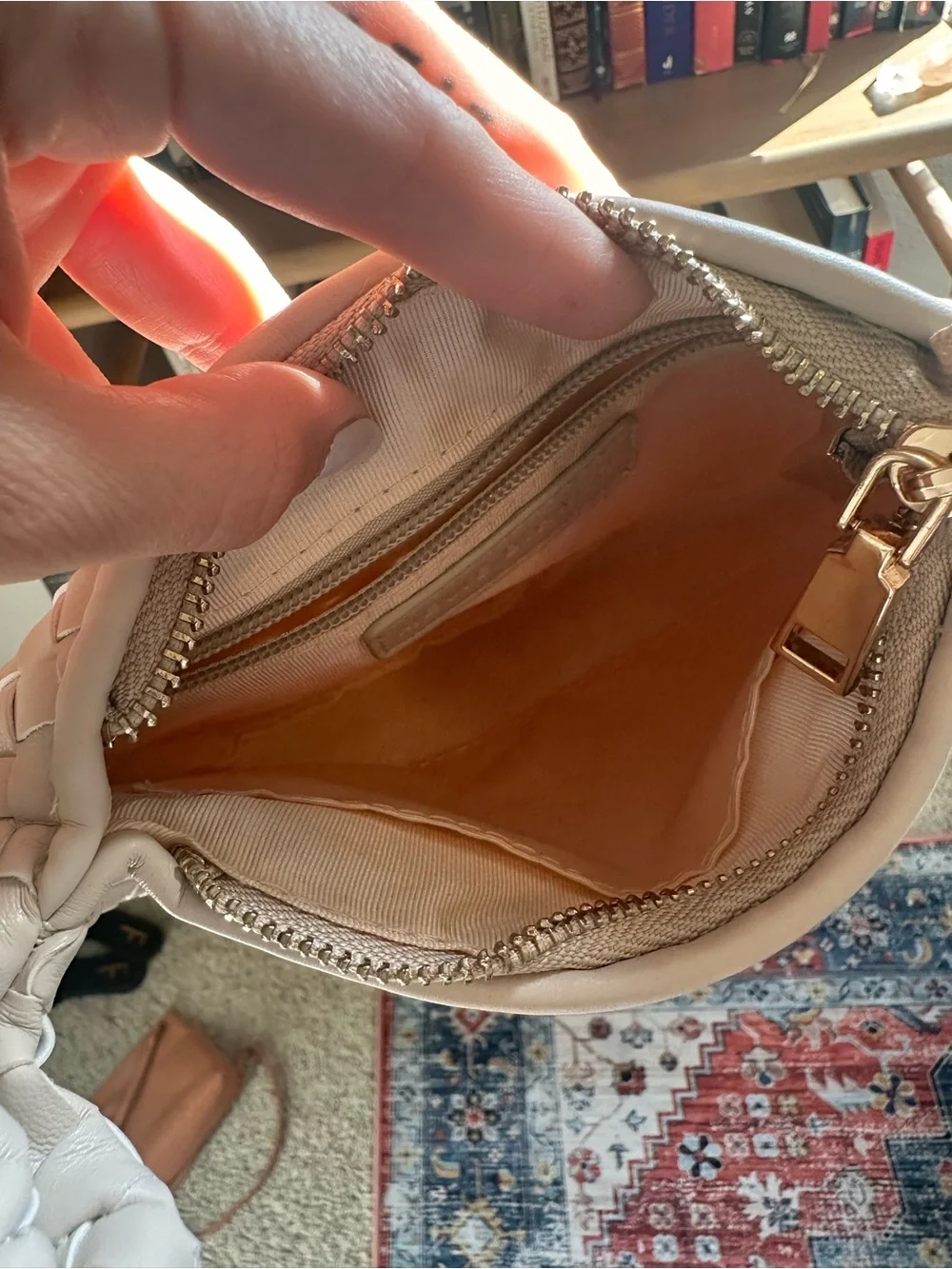 Melie Bianco Woven Shoulder Bag in Light Beige